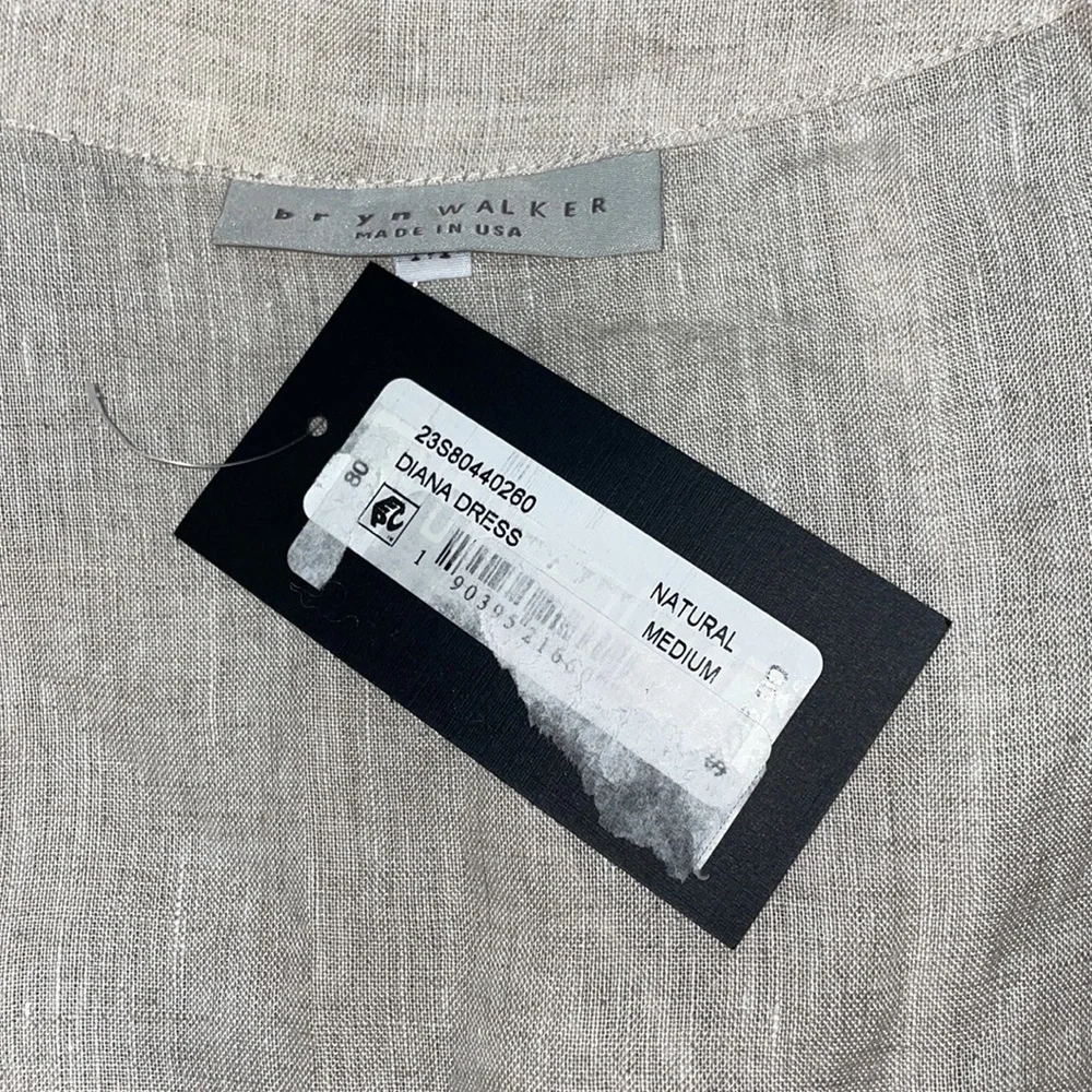Bryn Walker Diana 100% Linen Wrap Maxi Dress in Natural SZ M NWT